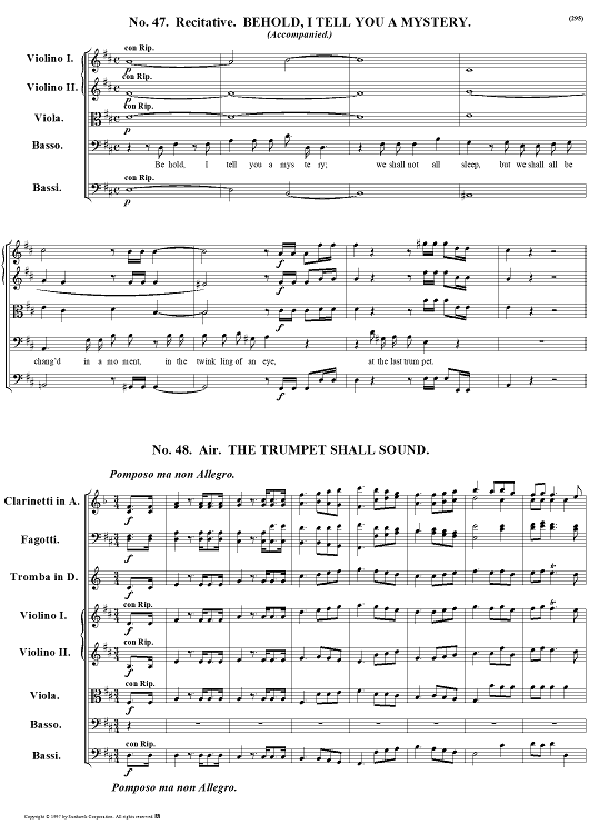 Messiah, nos. 47: Behold, I tell you a mystery, and 48: The trumpet shall sound - Full Score