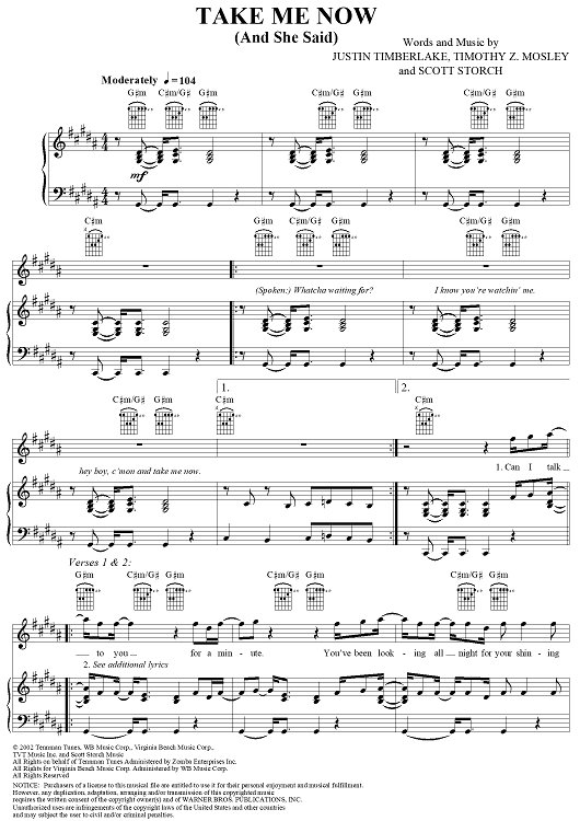 (And She Said) Take Me Now