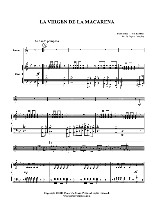 La Virgen de la Macarena - Piano Score