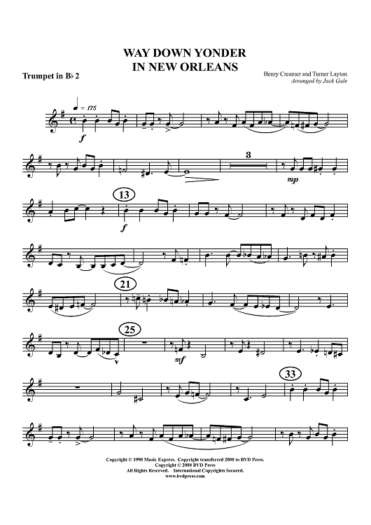 Way Down Yonder in New Orleans - Trumpet 2
