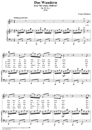 Die schöne Müllerin, No. 01 -  Das Wandern, Op. 25, D795 - No. 1 from "Die Schöne Müllerin" Op.25 - D795