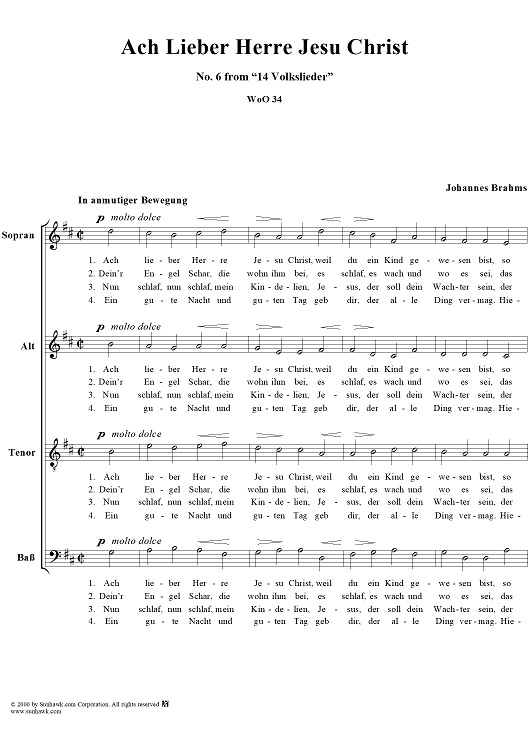 Volkslieder No. 6  ("Ach lieber Herre Jesu Christ")
