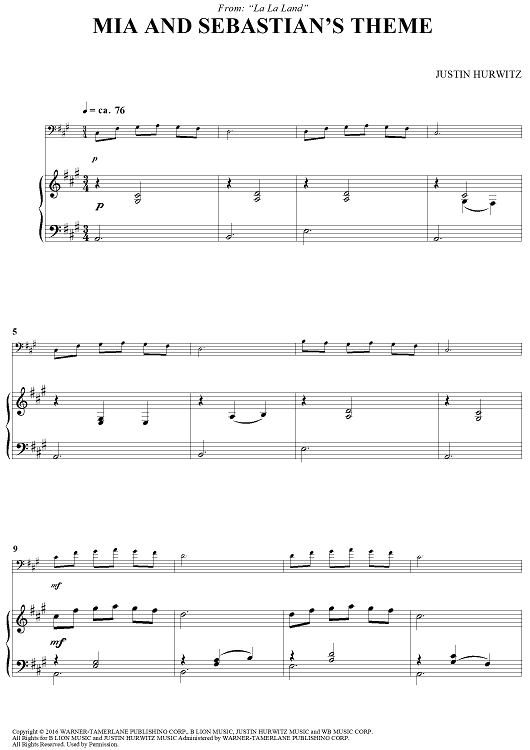 Mia and Sebastian's Theme - from La La Land