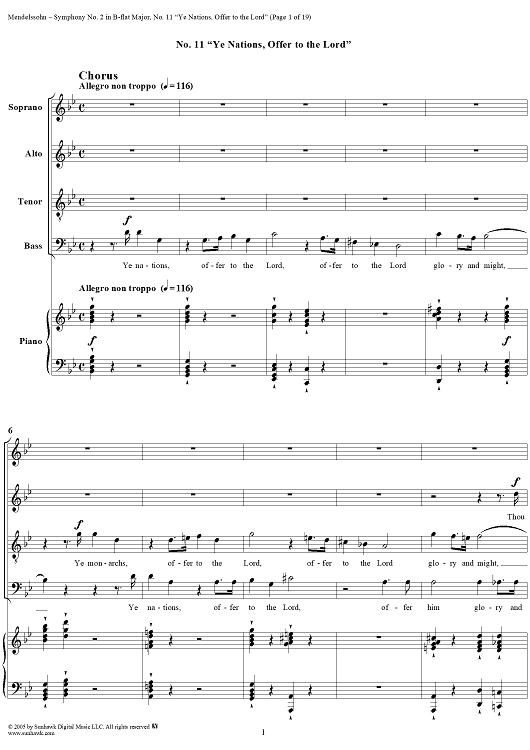 Ye nations, offer to the Lord (Chorus), No. 11 from Symphony No. 2 in B-flat Major "Hymn of Praise", Op. 52