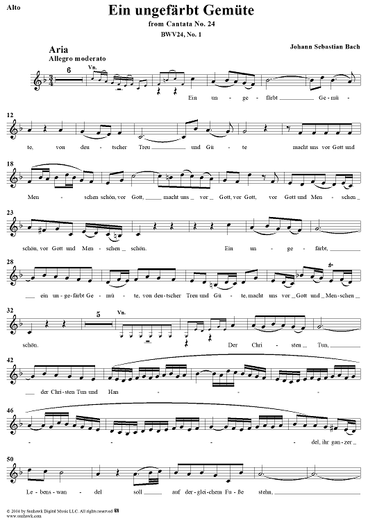 "Ein ungefärbt Gemüte", Aria, No. 1 from Cantata No. 24: "Ein ungefärbt Gemüte" - Alto