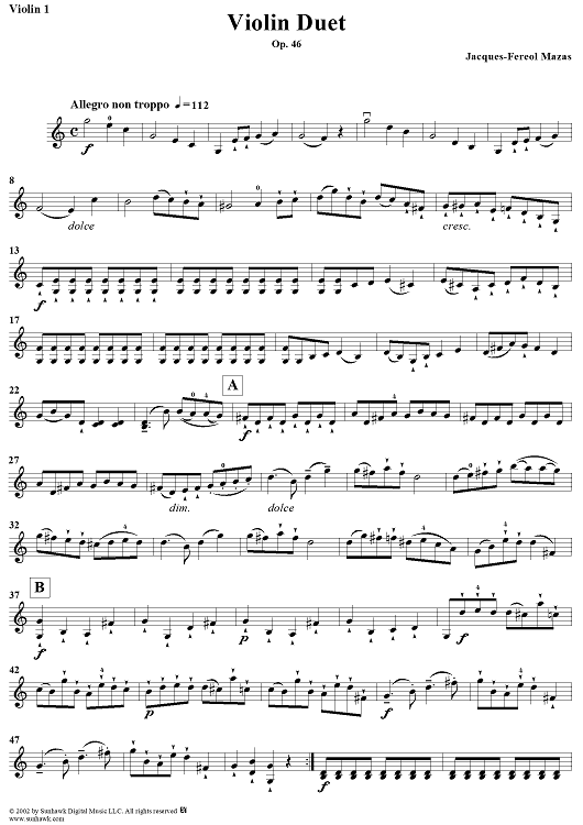 Violin Duets, Op. 46 - Violin 1