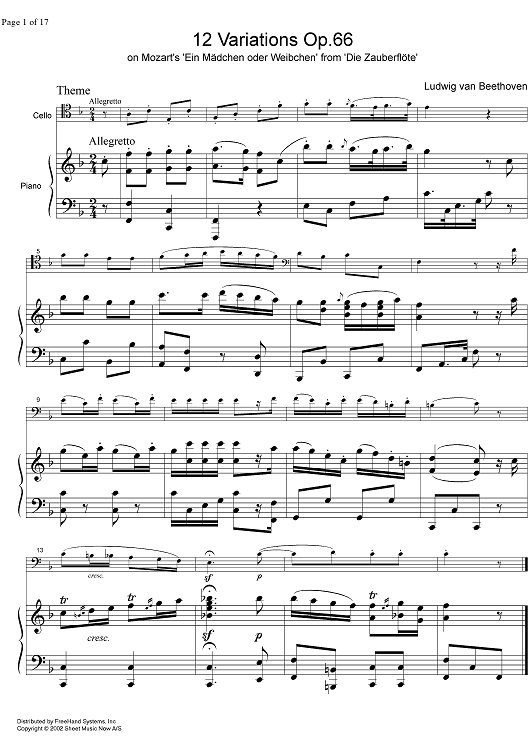 12 Variations Op.66 - Score
