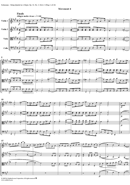 String Quartet No. 3, Movement 4 - Score