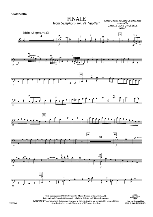 Finale from Symphony No. 41 “Jupiter” - Violoncello