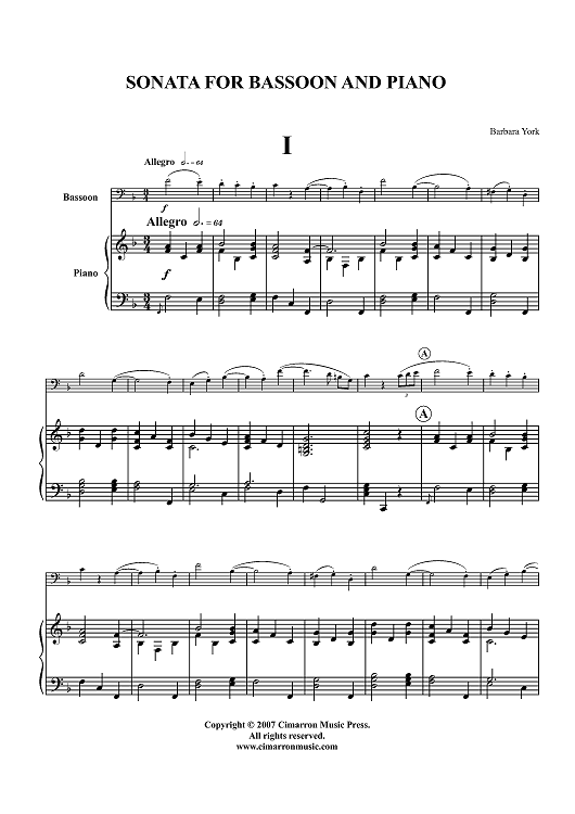 Sonata For Basson And Piano - Piano
