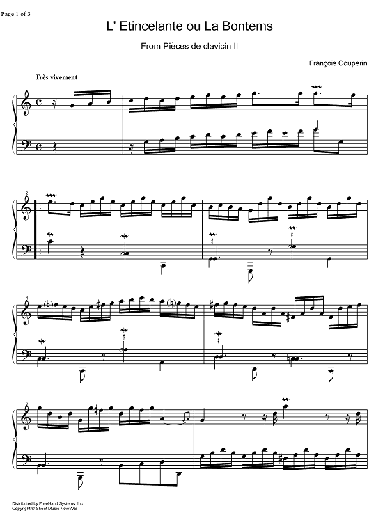 Pièces de clavecin 11th ordre, L' Etincelante ou La Bontems