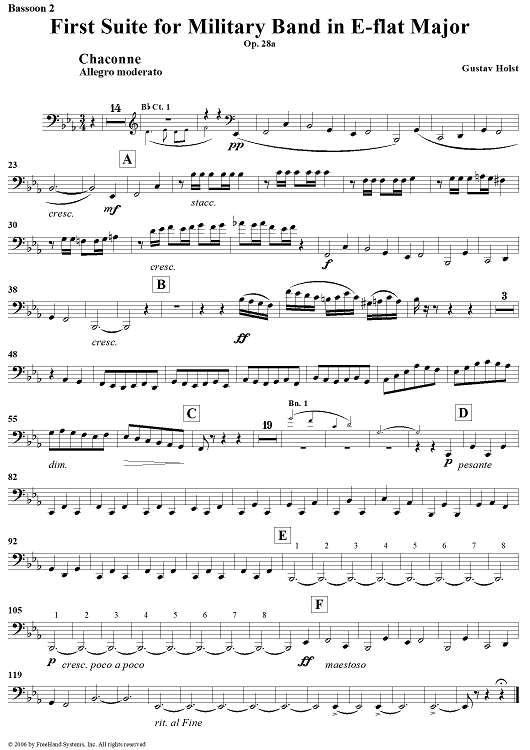 First Suite in E-flat, Op. 28a - Bassoon 2