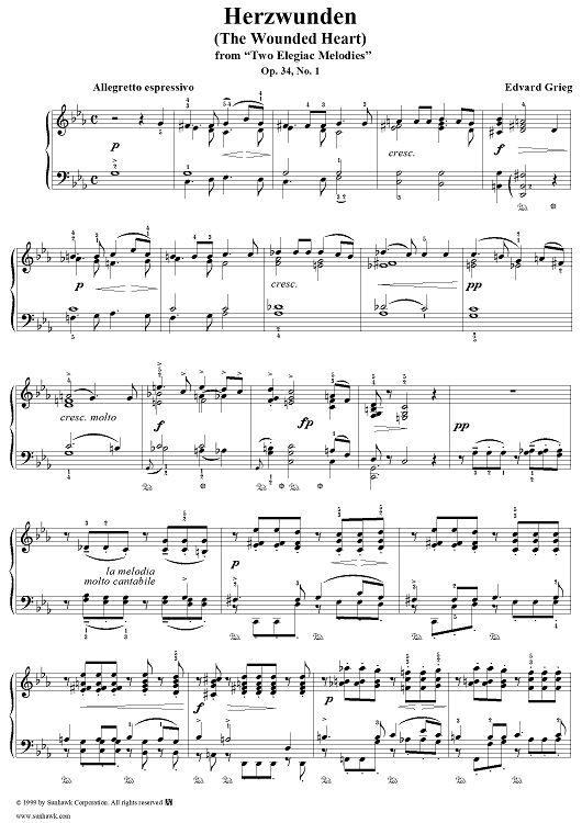 Two Elegiac Melodies, op. 34, no. 1: Herzwunden (The Wounded Heart)