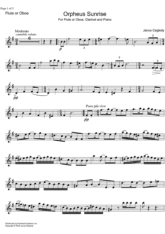 Orpheus Sunrise - Flute/Oboe