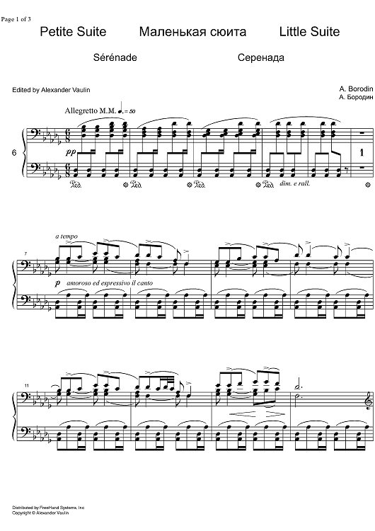 Petite Suite No. 6: Serenade - Piano