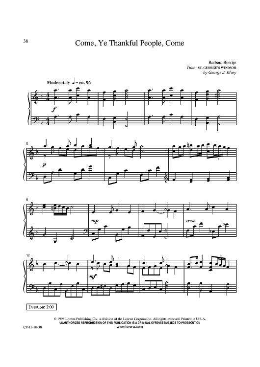 Come, Ye Thankful People, Come