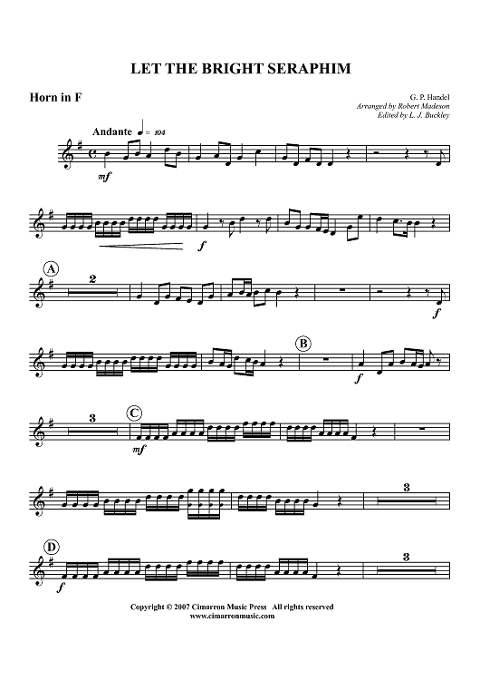 Let the Bright Seraphim - Horn in F