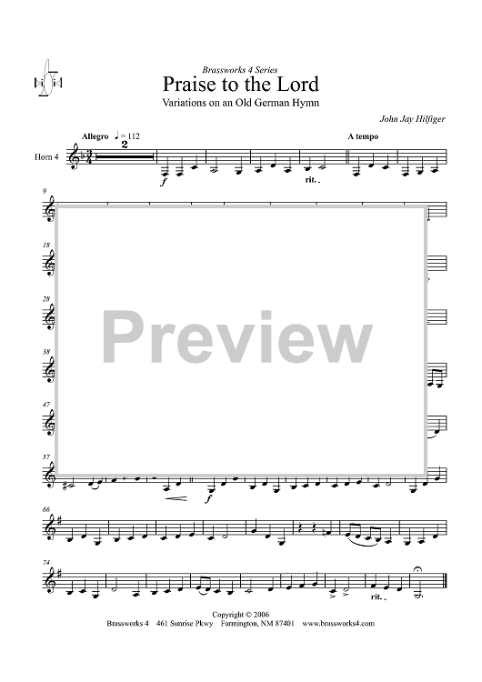 Praise to the Lord - Horn 4