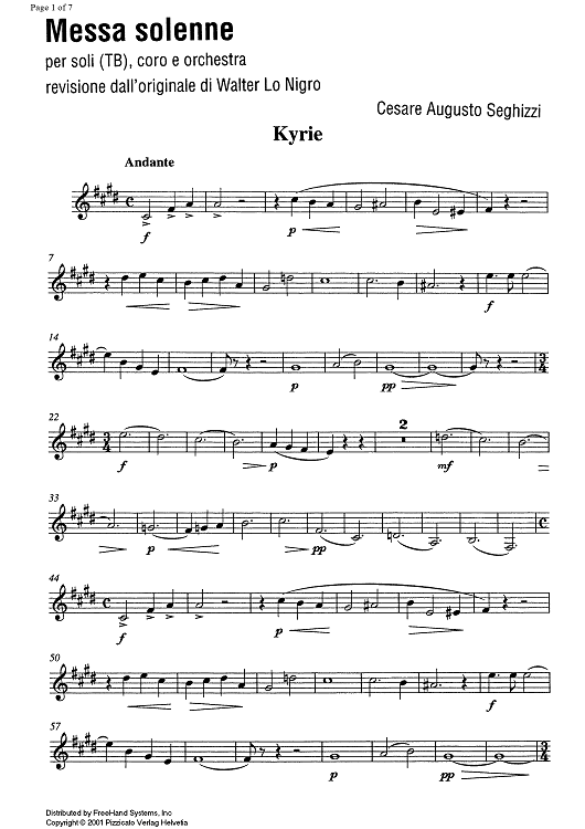 Messe solenne [set of parts] - B-flat Clarinet 2