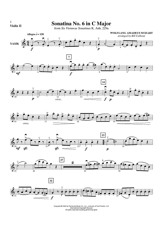 Sonatina No.6 In C Major - Violin 2