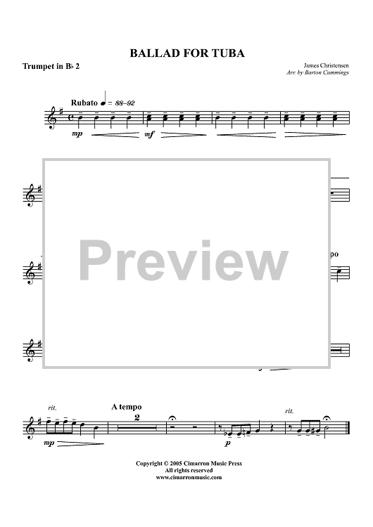 Ballad for Tuba - B-flat Trumpet 2