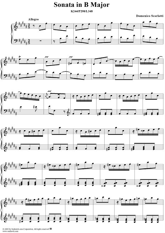 Sonata in B major, K244