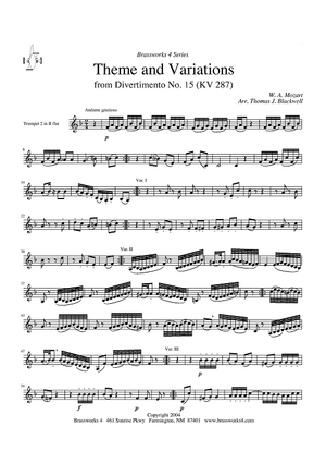 Theme and Variations from Divertimento No. 15 (KV 287) - Trumpet 2 in Bb