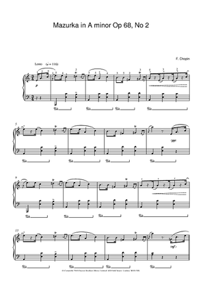 Mazurka in A minor Op 68 No 2