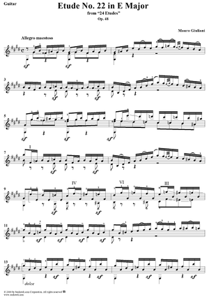 Etude No. 22 in E major - From "24 Etudes"  Op. 48