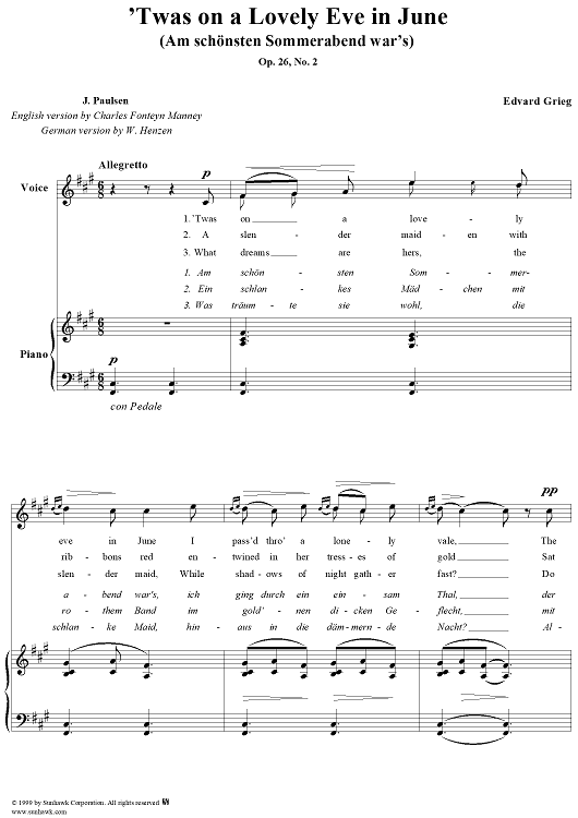 'Twas on a Lovely Eve in June