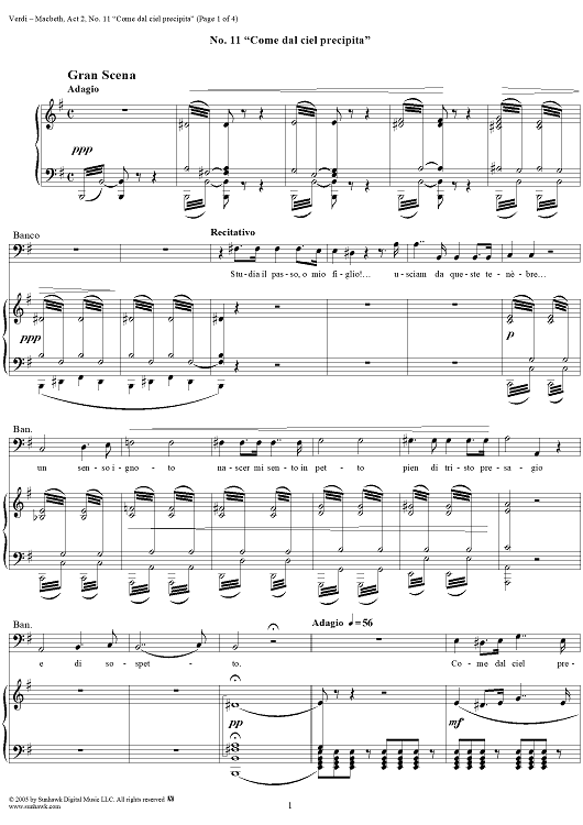 Macbeth, Act 2, No. 11, Scena. "Come dal ciel precipita"