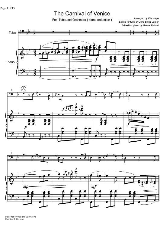 Carnival of Venice - Score