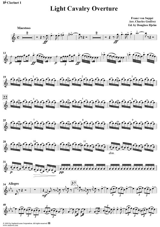 Light Cavalry Overture - Clarinet 1