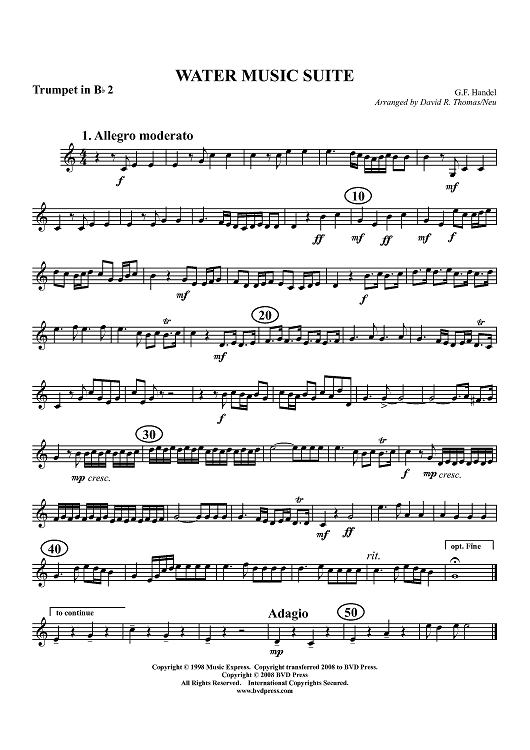 Water Music Suite - Trumpet 2