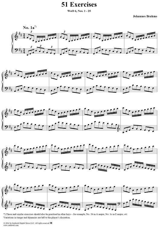 Fifty-One Exercises, Nos. 1 - 25