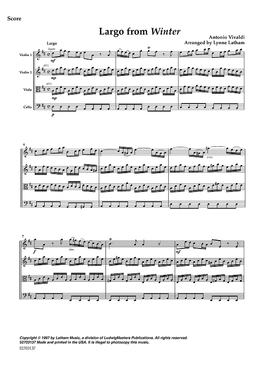 Largo from Winter - Score