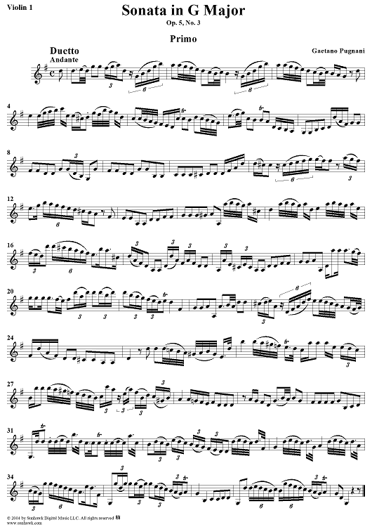 Sonata in G Major, Op. 5, No. 3 - Violin 1