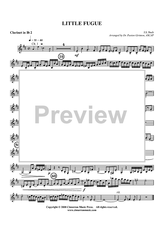 Little Fugue - Clarinet 2 in B-flat