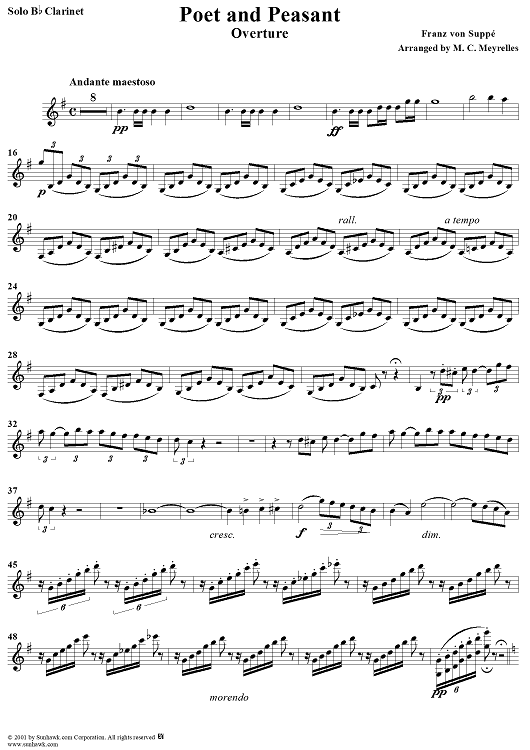 Poet and Peasant: Overture - Solo Clarinet
