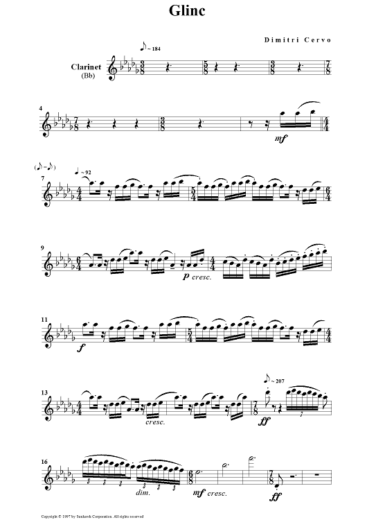 Glinc - Clarinet in B-flat