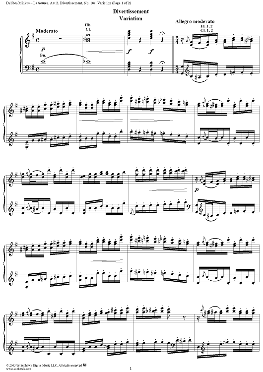 La Source, Act 2, No. 18c: Divertissement - Variation