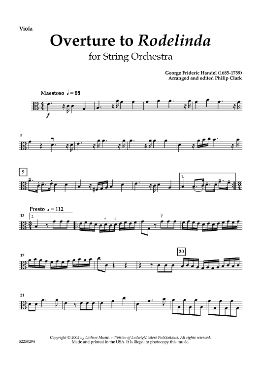 Overture to Rodelinda - Viola