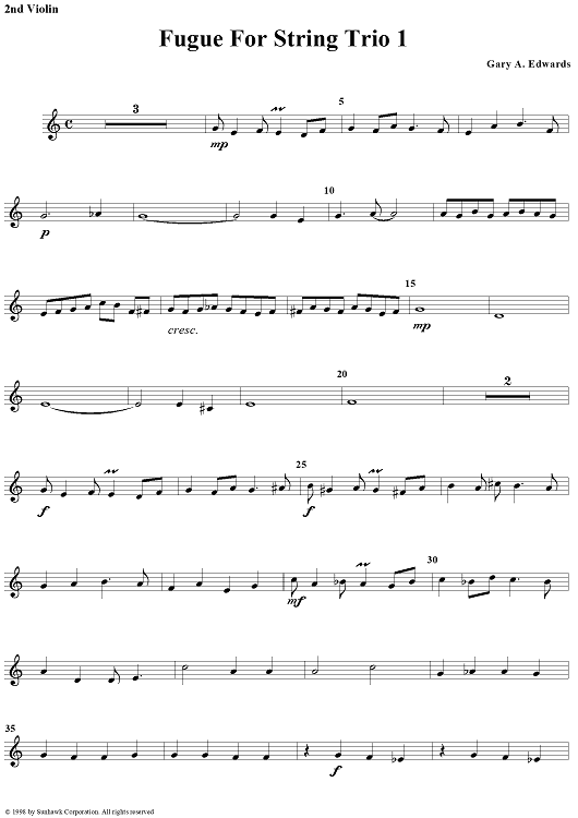 Fugue for String Trio 1 - Violin 2