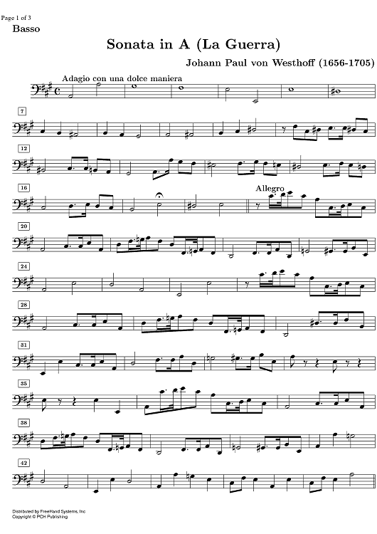 Sonata A Major La Guerra - Continuo