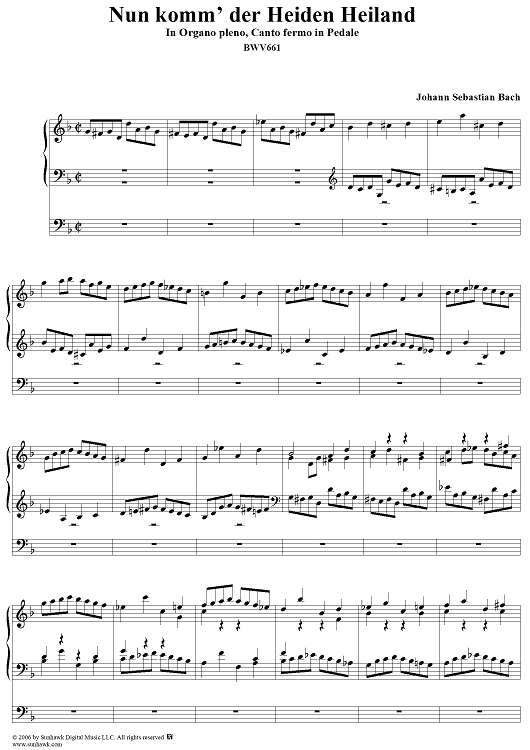 Nun komm' der Heiden Heiland, No. 11 from "18 Leipzig Chorale Preludes", BWV661