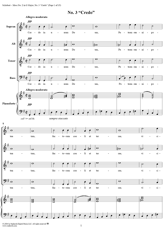 Mass No. 2 in G Major, D167: No. 3, Credo