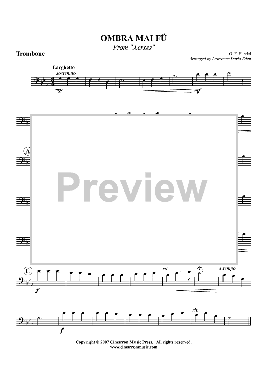 Ombra Mai Fu - From "Xerxes" - Trombone