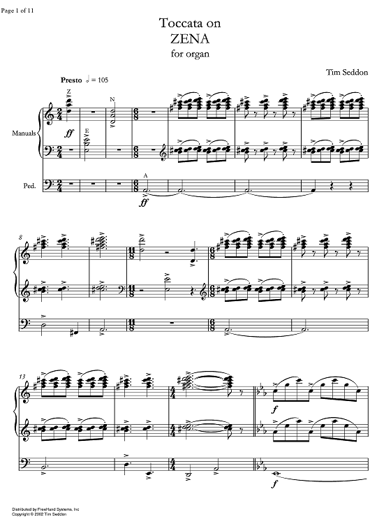 Toccata on ZENA
