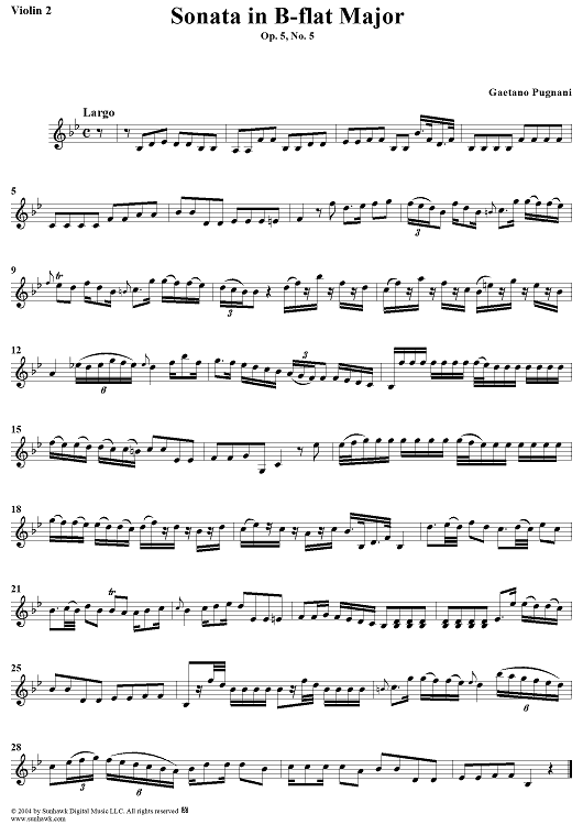 Sonata in B-flat Major, Op. 5, No. 5 - Violin 2
