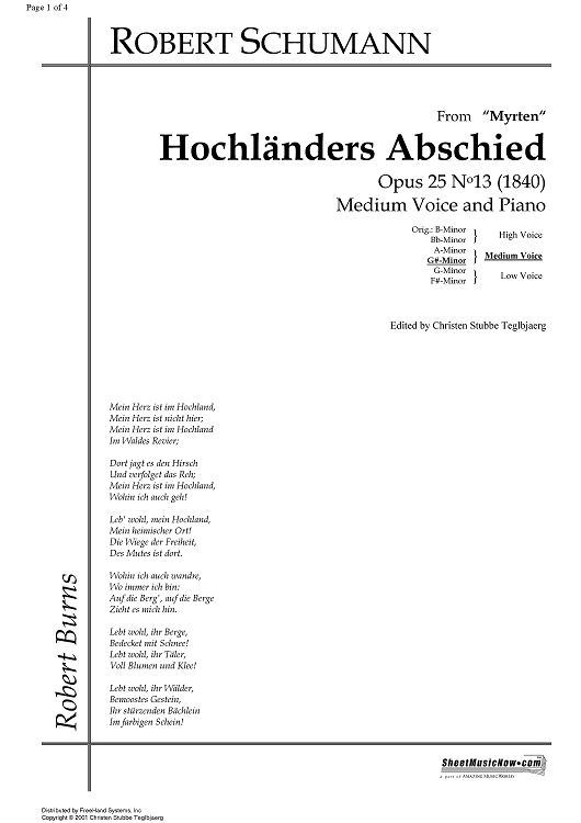 Hochländers Abschied Op.25 No.13